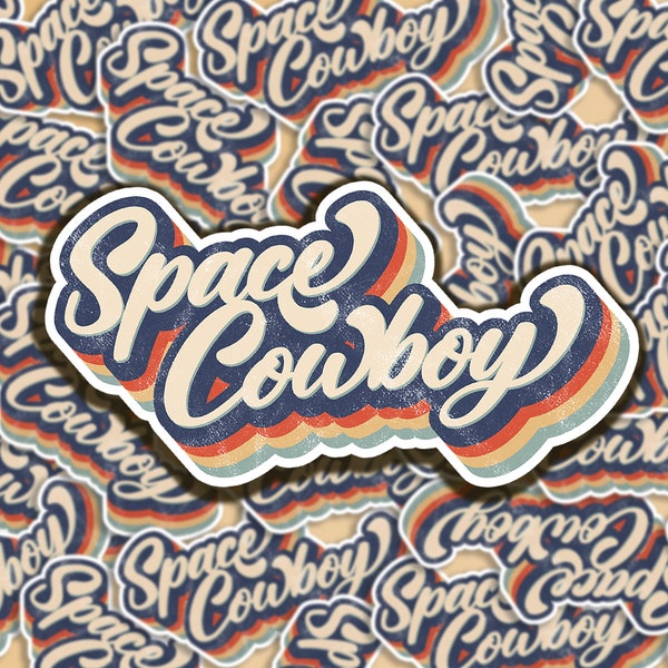 Space Cowboy, Vintage Western Style, Matte Vinyl Sticker