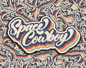 Space Cowboy, Vintage Western Style, Matte Vinyl Sticker