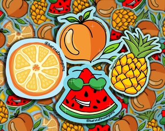 Fruit Salad, Summer Stickers, Themed Collection