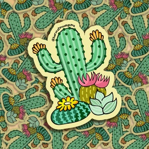 Suculentas de cactus, estilo desierto, pegatina de vinilo mate