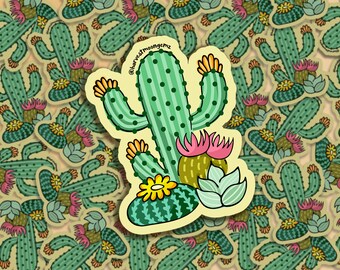 Cactus Succulents, Desert Style, Matte Vinyl Sticker