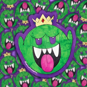 King Boo Super Mario, versión Trippy, pegatina de vinilo mate espeluznante