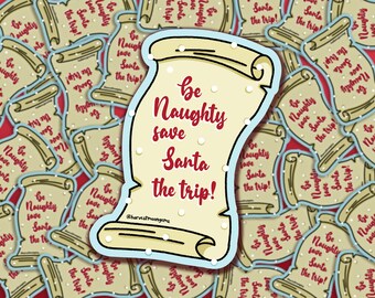 Naughty List, Holiday Sticker, Stocking Stuffer