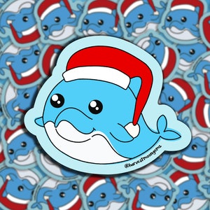 Nikolausmütze Delfin, Kawaii, Feiertagsaufkleber, Stocking Stuffer