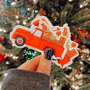 Vintage Christmas Truck, Holiday Sticker, Stocking Stuffer image 2