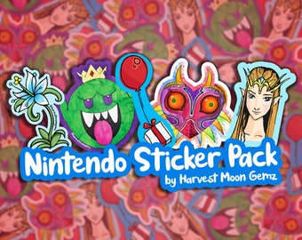 Nintendo Themed Sticker Pack, Vinyl Stickers