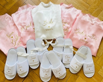 JGA set slippers and kimonos | JGA slippers | Personalized Dressing Gown | Getting Ready Team Bride| Wedding slippers