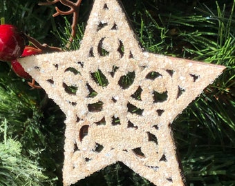 Wood Star Laser Ornament