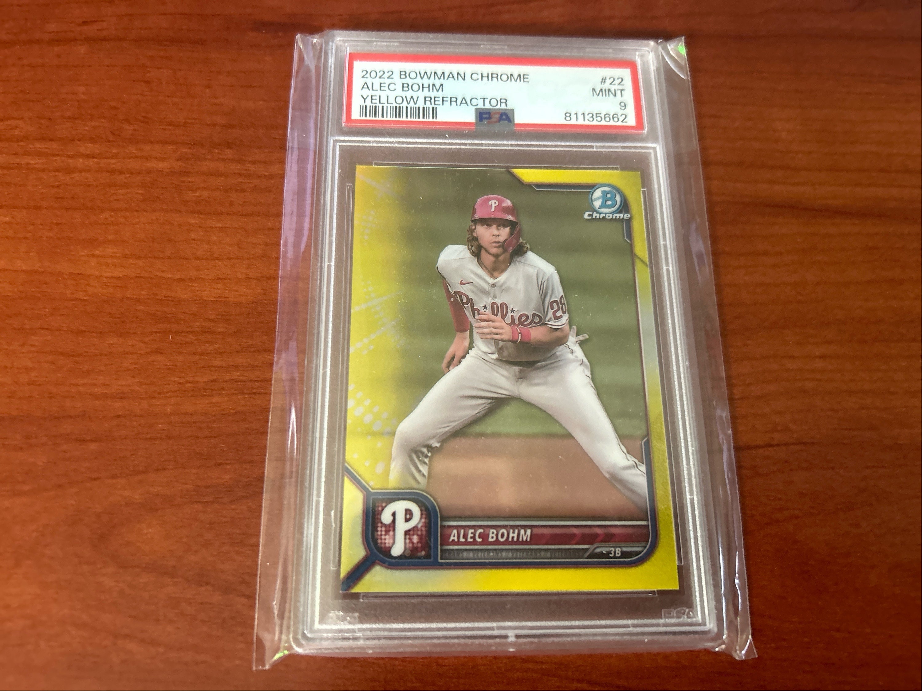 Alec Bohm 2022 Bowman Chrome Yellow Refractor /75 PSA 9! - Etsy