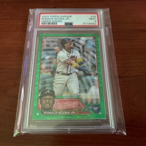 2023 Ronald Acuna Jr. Topps Chrome Green Sonar 36/99! PSA 9!