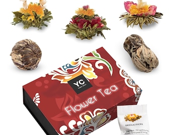 YC Yang Chai Teeblumen Mix "Exhila" - 6 Erblühtee Grüner Tee, Teeblume, Blooming Tea, Geschenk für Frauen