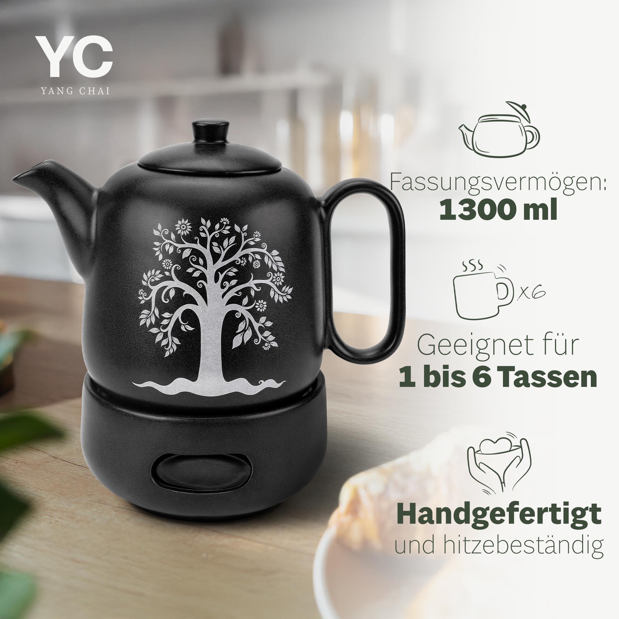 Théière Isotherme En Acier Inoxydable 304 Avec Infuseur - 1,1 L - Poignées En Bois De Chêne - Moderne