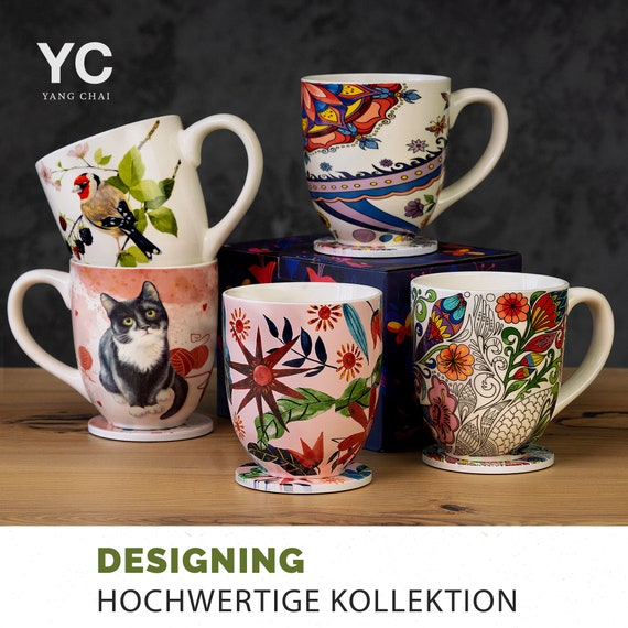 YC Yang Chai XXL Mug 900ml - Jumbo Mug Made of Bone Porcelain - Mug Gift Set - Large Tea Mugs, Jumbo Mug - YC Berry Birdy