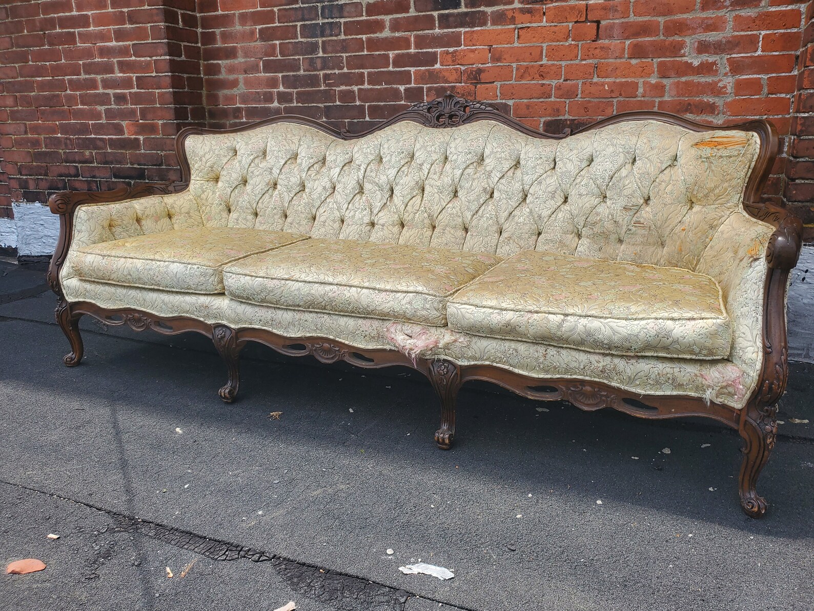 Vintage French Provincial Gold Sofa Victorian Brocade White Etsy