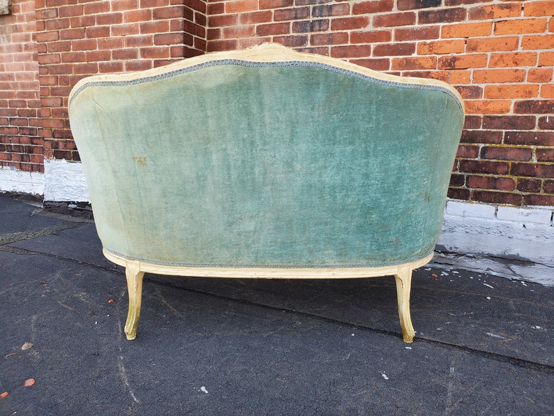 Vintage French Provincial Sky Blue Loveseat Victorian Blue Etsy