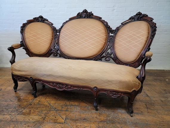 Antique Medallion Couch Sofa Stunning Baroque Victorian Settee