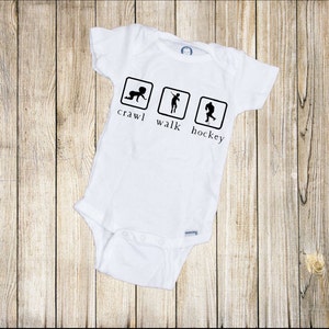 Crawl Walk Hockey Onesie®, Baby Onesie®, Baby Shower Gift, Sports Onesie®, Boy Onesie®