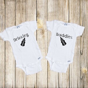 Drinking Buddies Twin Onesies®, Funny Baby Onesie®, Twin Onesies®,Funny Baby Shower Onesie®