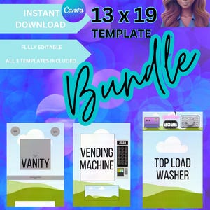 Vending machine, jewelry box and washer machine trendy gift box Editable TEMPLATE (digital copy)