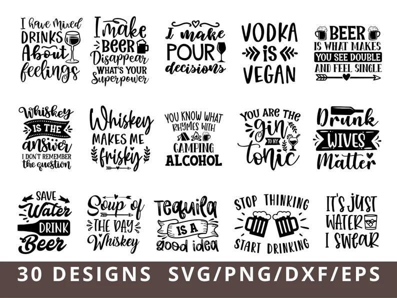 Alcohol Svg Bundle, Coaster Svg, Alcohol Quotes Svg Bundle, Wine Svg, Beer Svg, Funny Alcohol Svg, Coaster Svg, Whiskey Svg, Drinking Svg image 2