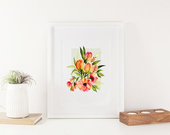 Downloadable and printable floral watercolor art print