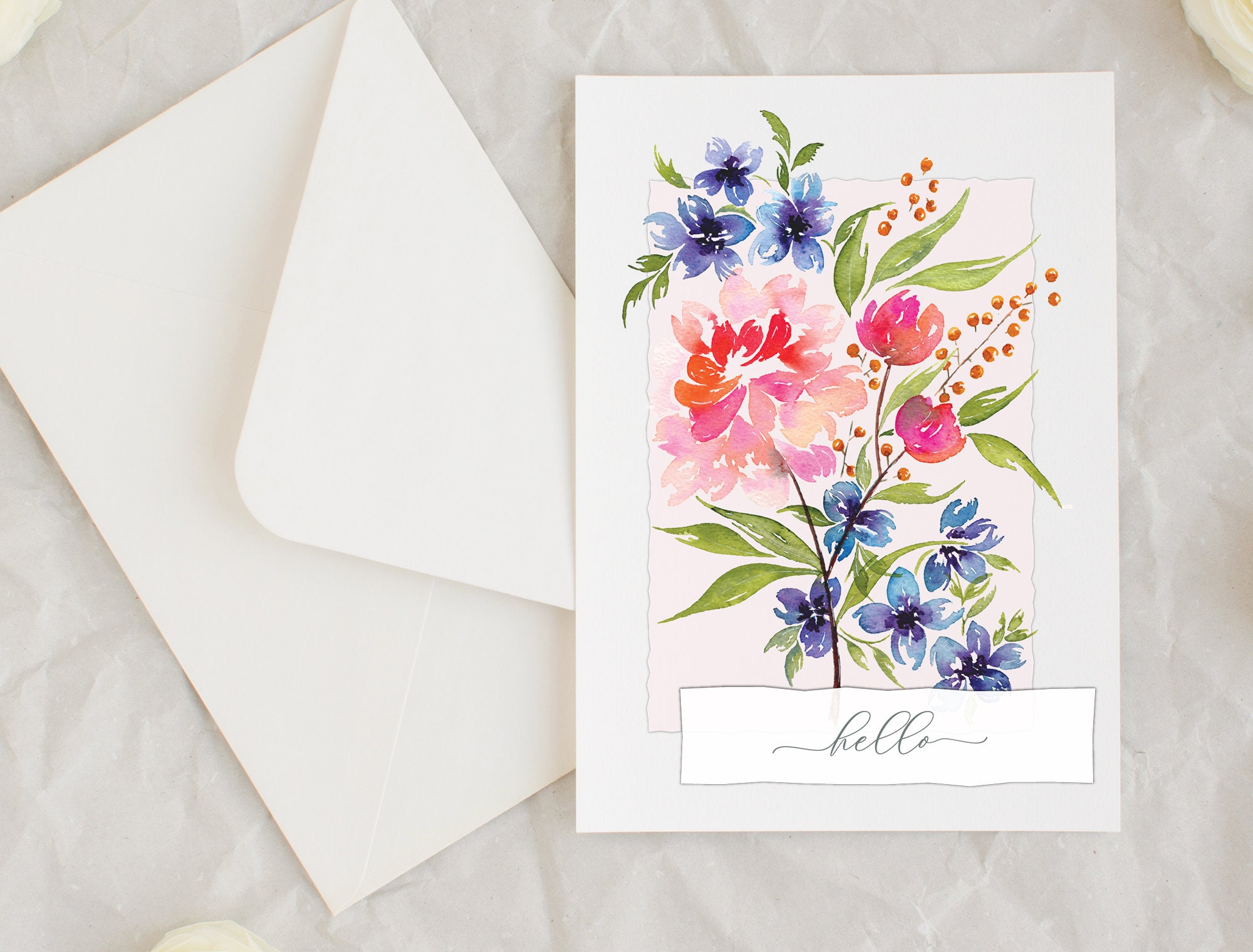 All Occasion Blank Floral Watercolor Note Cards Set Etsy