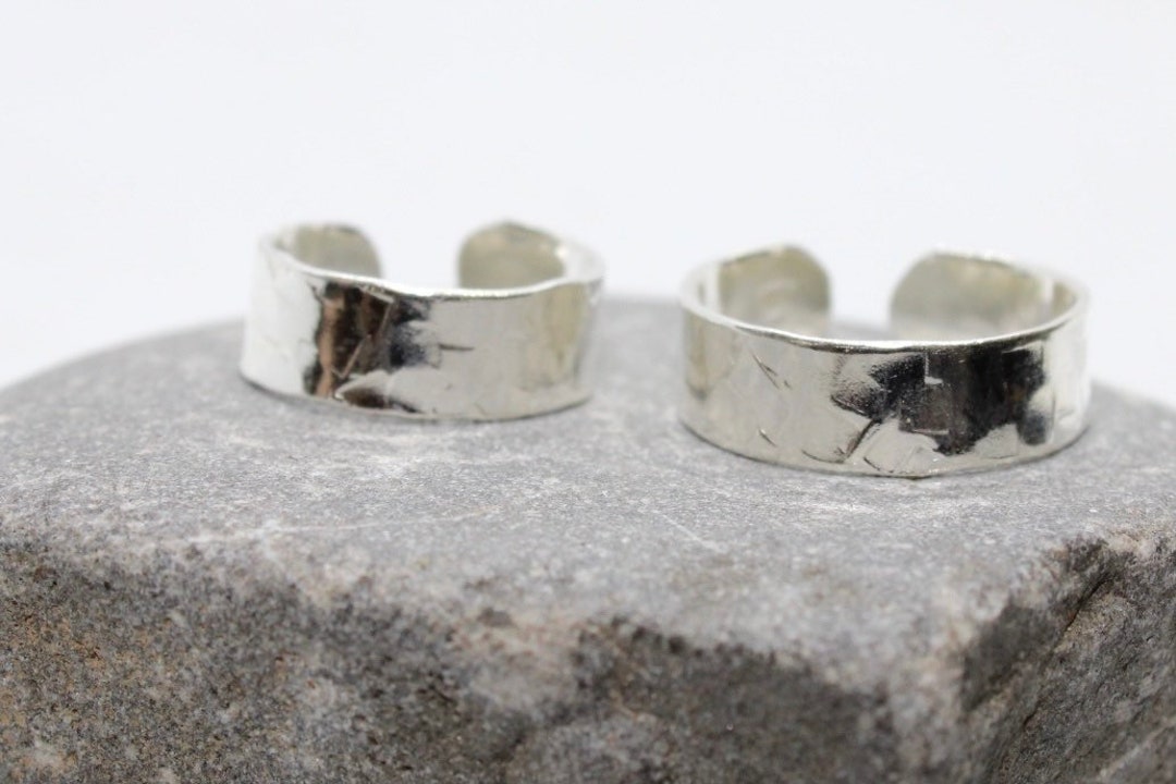Hammered Solid Sterling Silver Toe Ring: Adjustable Beach Jewellery 925 ...
