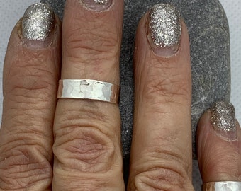 Hammered Sterling Silver Midi Ring, Adjustable Knuckle Ring, Handmade 925