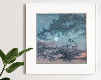 Original Evening Sky Clouds Painting on Canvas 4x4