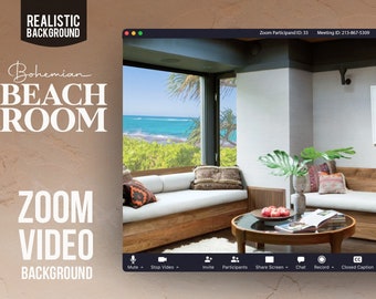 Boho Beach Room ANIMATED VIRTUAL BACKGROUND | Instant Digital Download | Video Loop | Zoom Background
