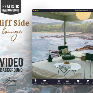 Cliff Side Lounge ANIMATED VIRTUAL BACKGROUND | Instant Digital Download | Video Loop | Zoom Background