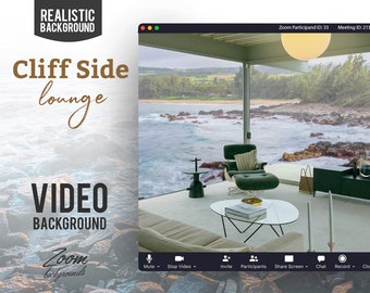 Cliff Side Lounge ANIMATED VIRTUAL BACKGROUND | Instant Digital Download | Video Loop | Zoom Background