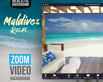 Maldives ANIMATED VIRTUAL BACKGROUND | Instant Digital Download | Video Loop | Zoom Background