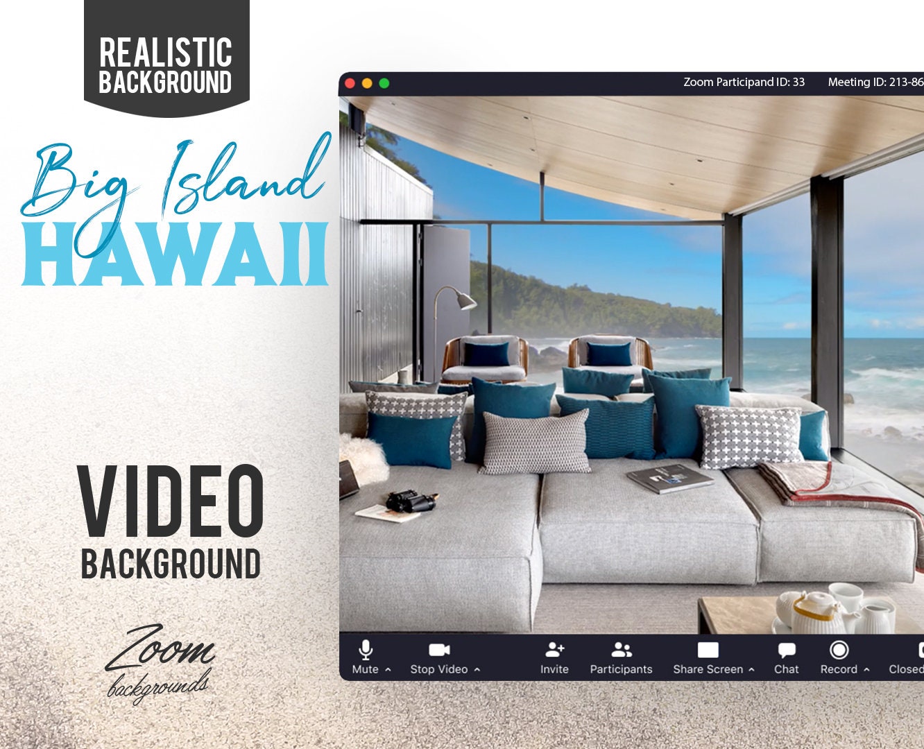 Big Island Hawaii! ANIMATED VIRTUAL BACKGROUND | Instant Digital Download | Video Loop | Zoom Background