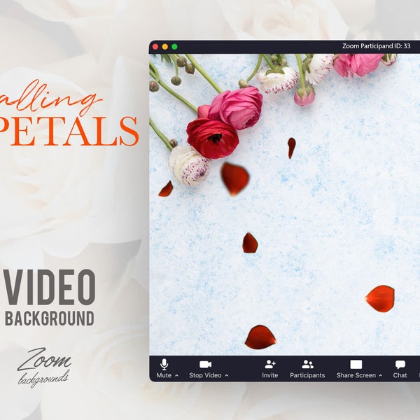 Falling Rose Petals ANIMATED VIRTUAL BACKGROUND | Instant Digital Download | Video Loop | Zoom Background