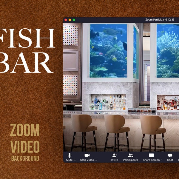 Fish Bar ANIMATED VIRTUAL BACKGROUND | Instant Digital Download | Video Loop | Zoom Background