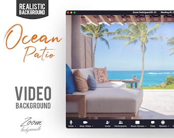 Ocean Side Patio ANIMATED VIRTUAL BACKGROUND | Instant Digital Download | Video Loop | Zoom Background