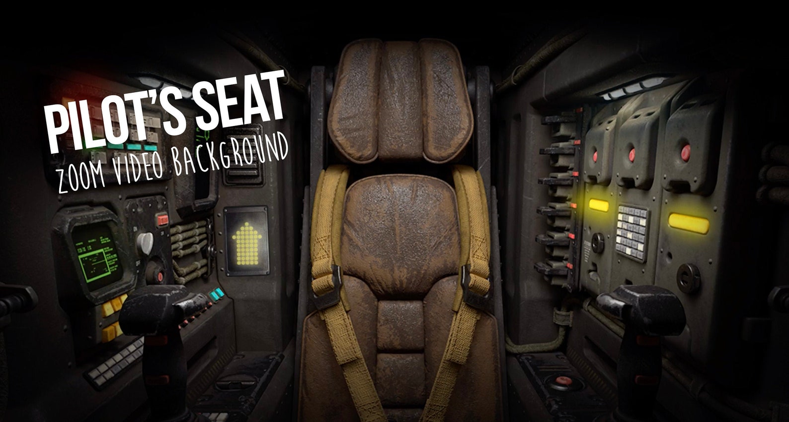 Pilot’s Seat ANIMATED VIRTUAL BACKGROUND Instant Digital Download Video