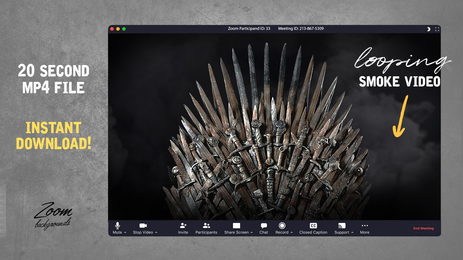 IRON THRONE Animated Zoom Virtual Background Instant Digital atelier