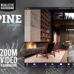 Pine Lodge ANIMATED VIRTUAL BACKGROUND | Instant Digital Download | Video Loop | Zoom Background