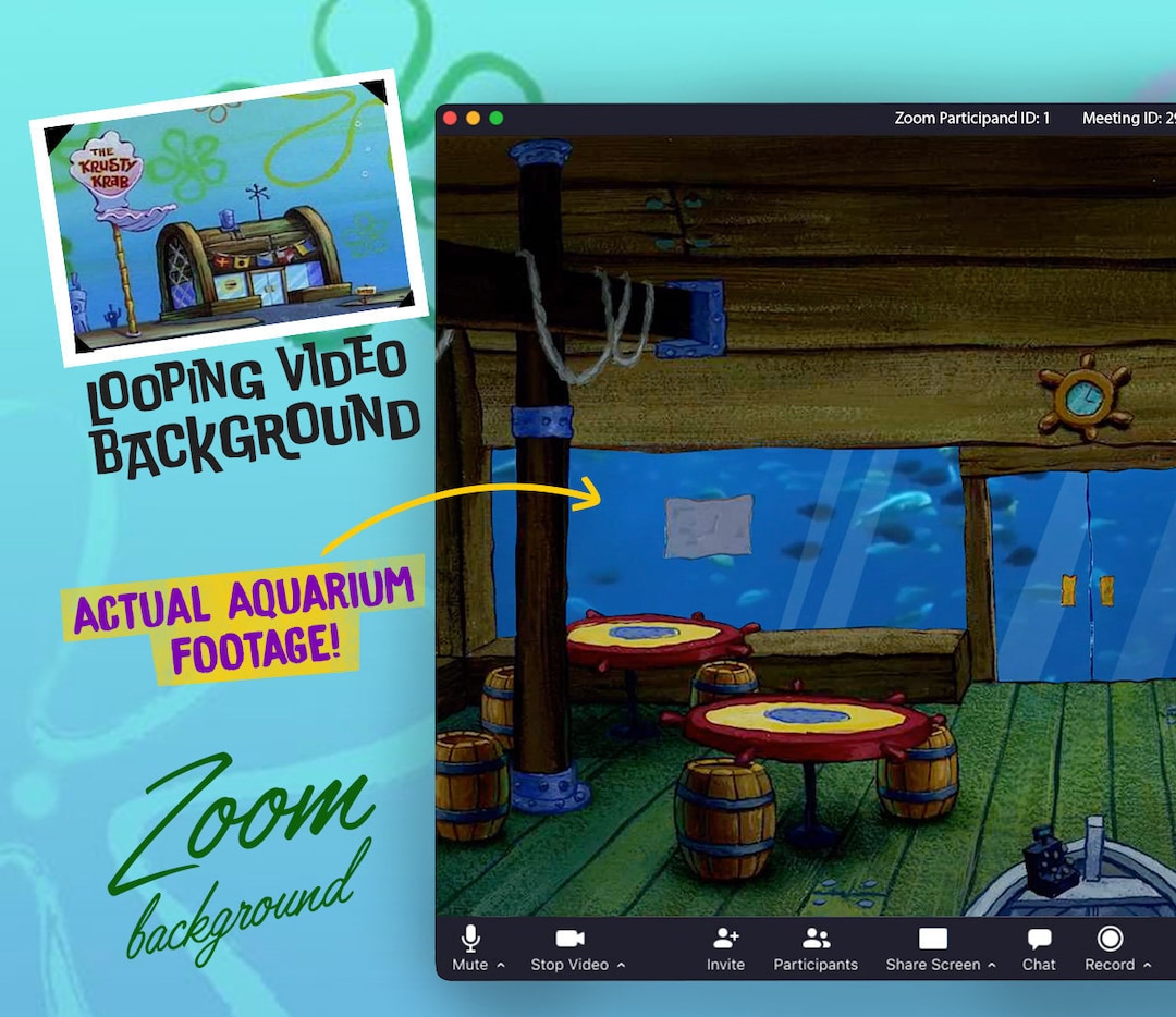 Krusty Krab ANIMATED VIRTUAL BACKGROUND Instant Digital Download Video