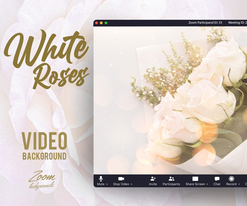White Roses Zoom Video Background Etsy Denmark