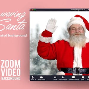 Waving Santa ANIMATED VIRTUAL BACKGROUND | Instant Digital Download | Video Loop | Zoom Background