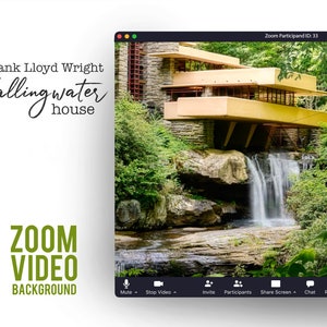 Frank Lloyd Wright Fallingwater! ANIMATED VIRTUAL BACKGROUND | Instant Digital Download | Video Loop | Zoom Background