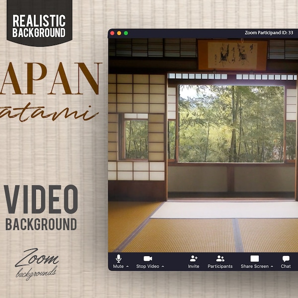 Japanese room ANIMATED VIRTUAL BACKGROUND | Instant Digital Download | Video Loop | Zoom Background