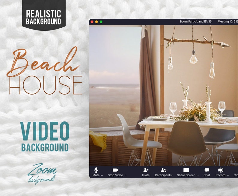 Beach house Zoom Interior VIDEO background Etsy
