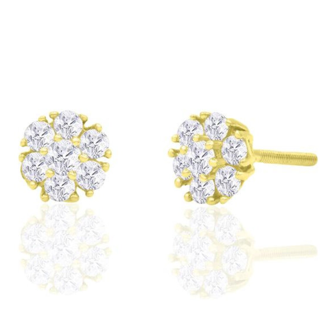 14K Solid Gold 0.50ctw Diamond Stud Earrings Etsy