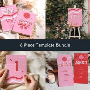 Disco Made me Do It Wedding Stationary Bundle, retro Wedding Bundle, Canva Template Bundle, Funky Designed Events Bundle, Instant download