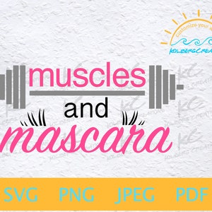 Muscles and mascara digital download, makeup bag SVG, Workout, Makeup, Mascara SVG