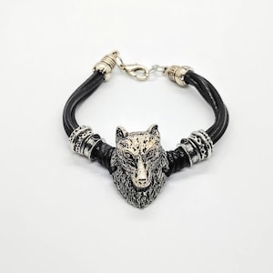 Silver metal wolf bracelet